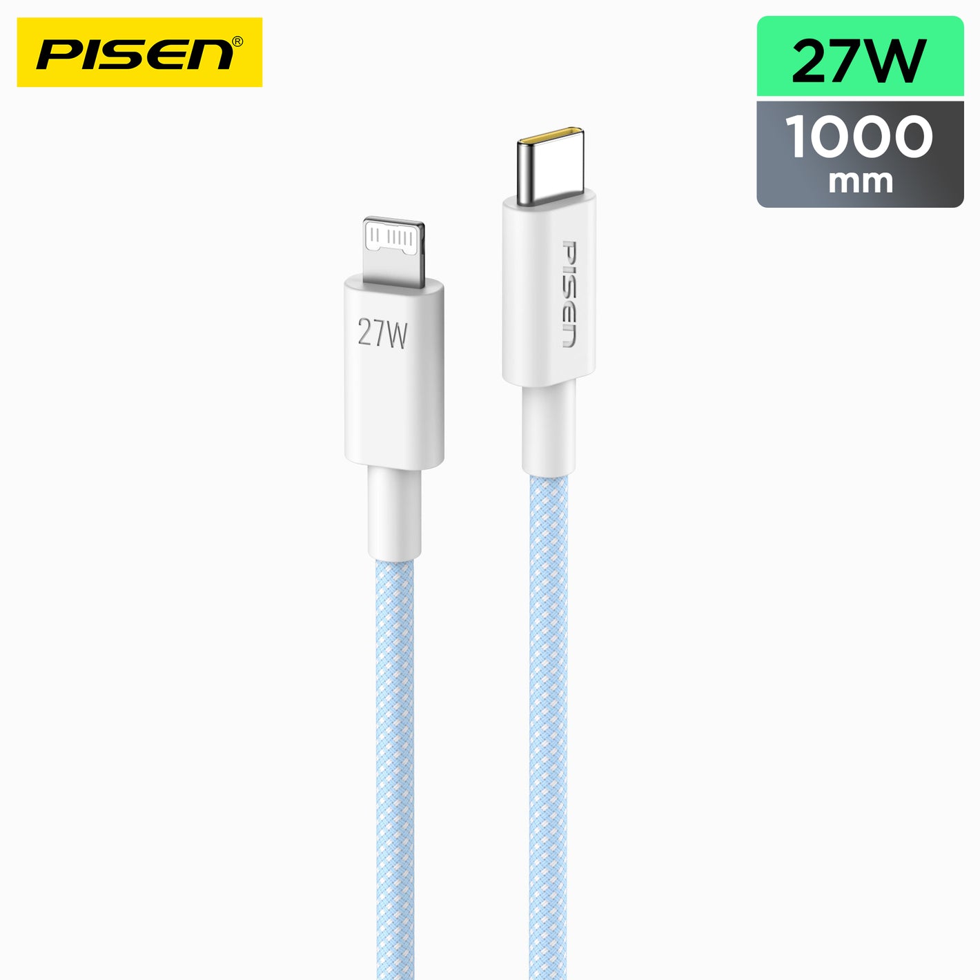 PISEN QUICK C to L 27W colorful braided data cable 1m CL-PD10-1000