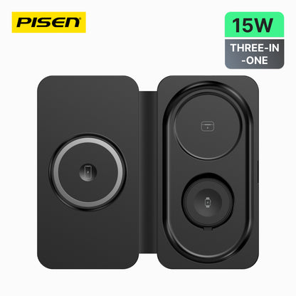 PISEN 3-in-1 travel multifunctional magnetic wireless charger F6