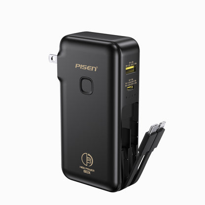 PISEN High Power Box 22.5W  With Two build-in Cables  10000mAh  Power Bank TS-D312