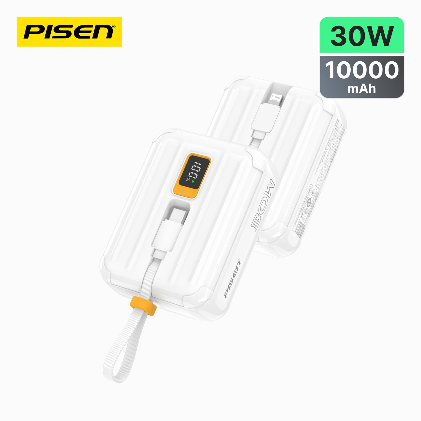 PISEN QUICK 30W Mini powerbank with screen & cables 10000mAh TS-D364