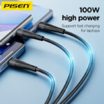 PISEN braided charging cable connected to laptops