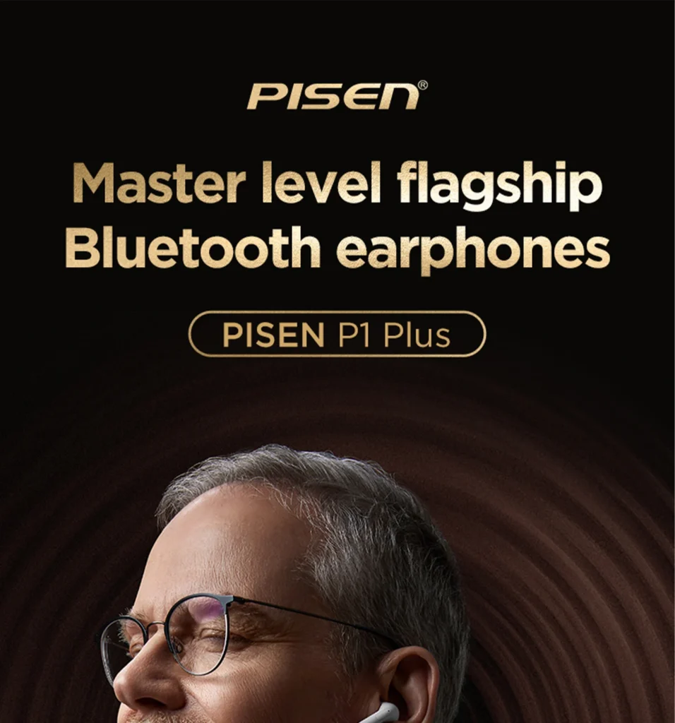 PISEN P1 Plus wireless earbuds - headset worn beside the face
