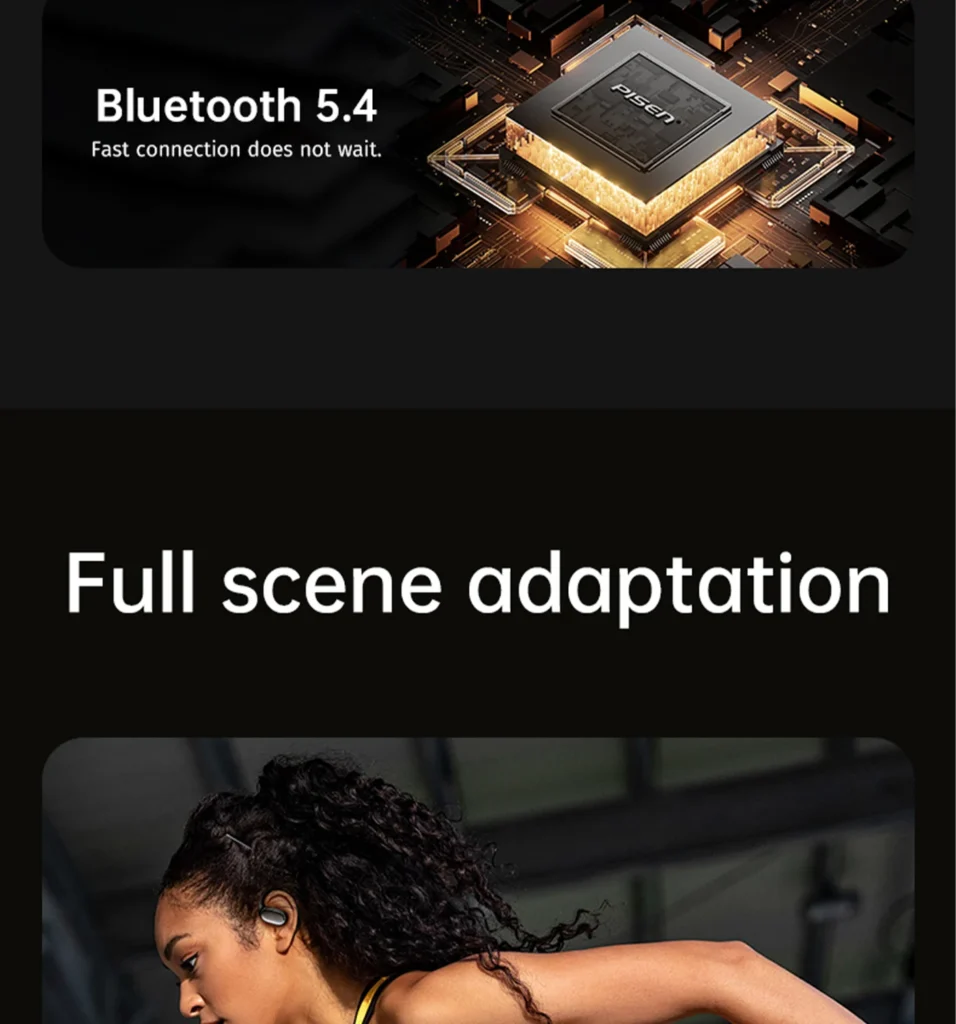 PISEN O1 open-ear headset - wireless connection feature section