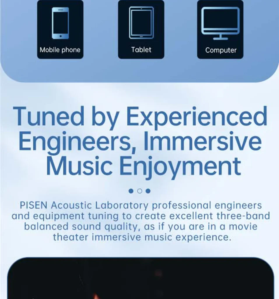 PISEN TP-CP03 USB-C wired earphones - sound tuning and device icons