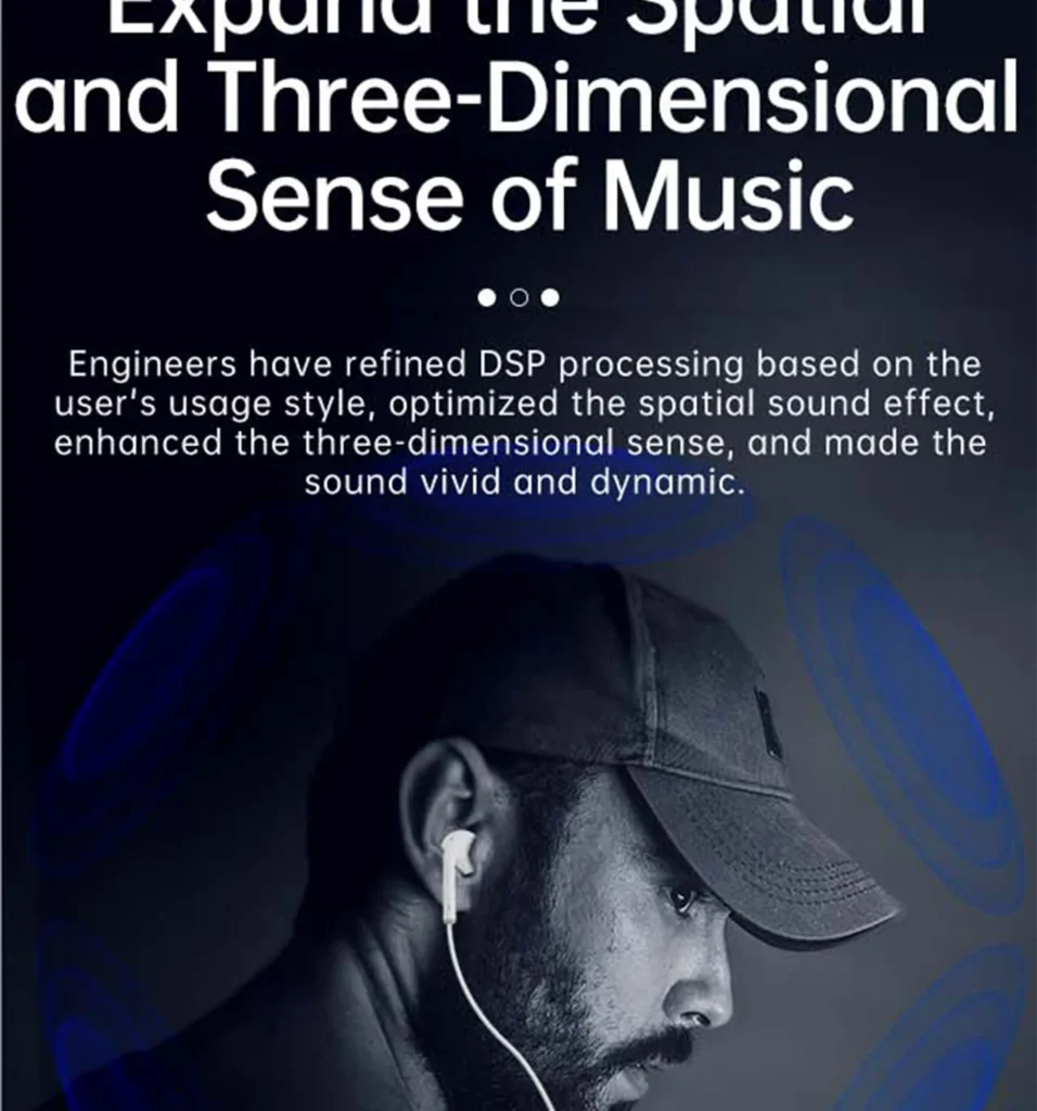 PISEN TP-CP03 USB-C wired earphones - music listening section