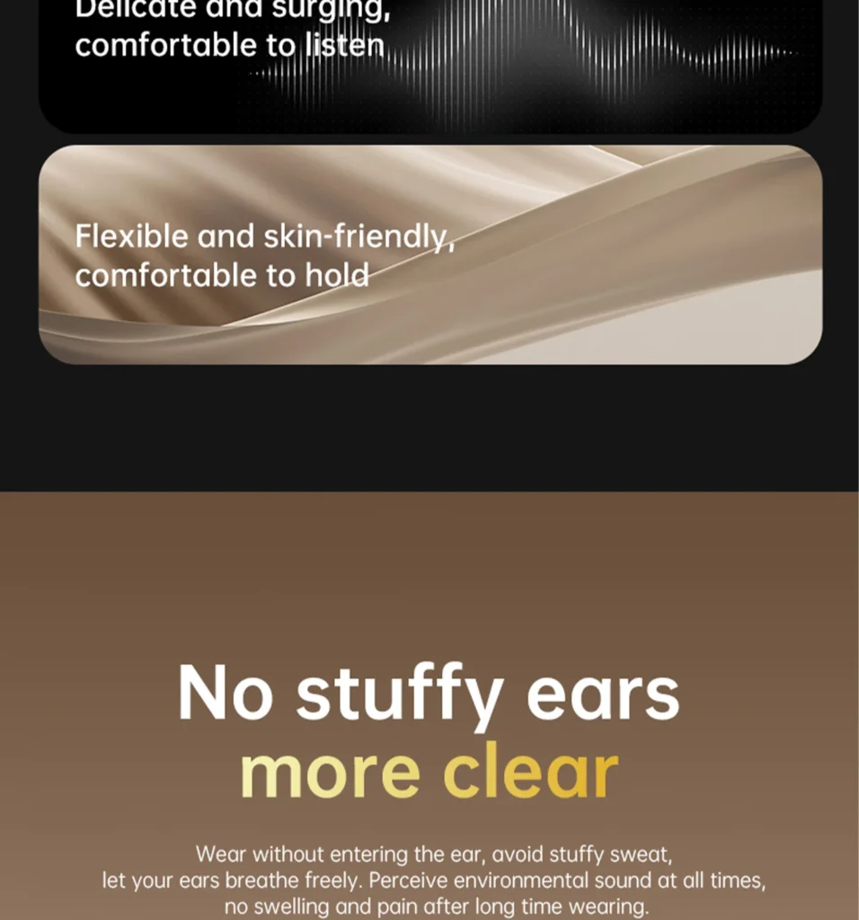 PISEN O1 open-ear headset - ear-hook material close-up