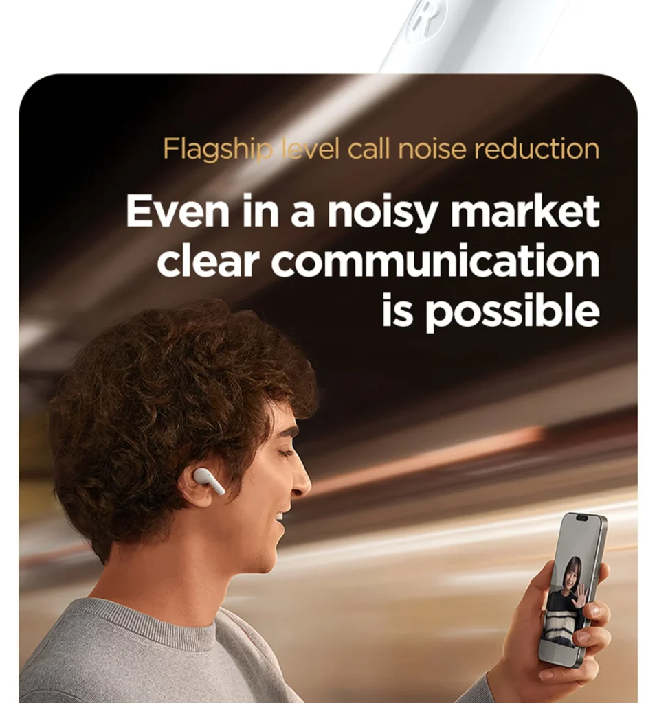 PISEN P1 Plus wireless earbuds - earbuds worn during a phone call
