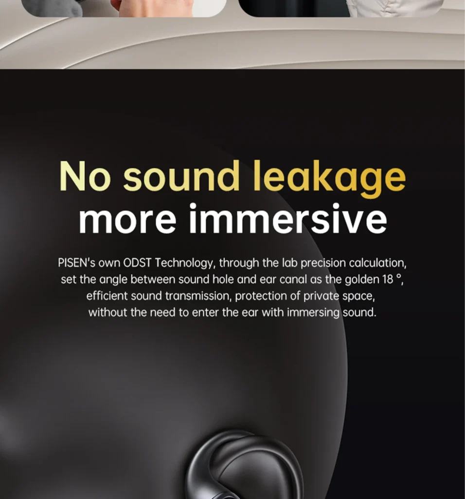PISEN O1 open-ear headset - directional sound feature section