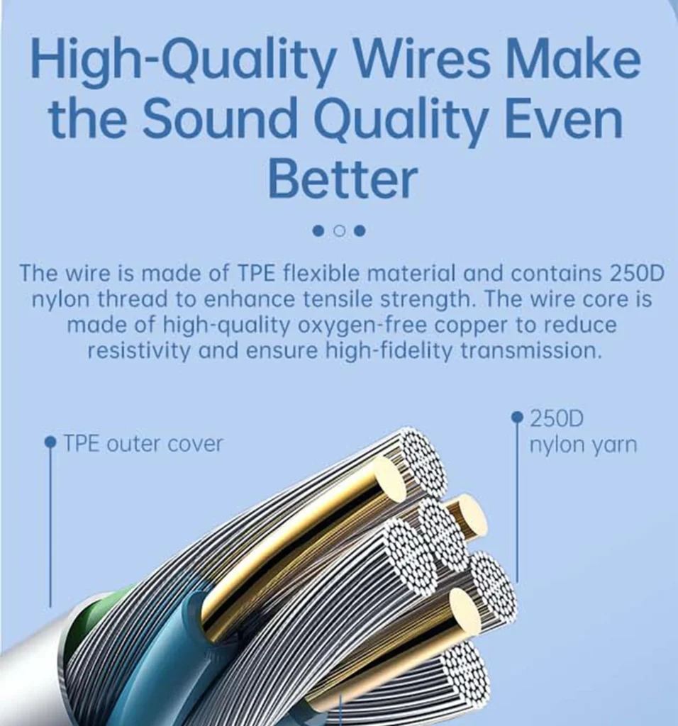 PISEN TP-CP03 USB-C wired earphones - cable construction diagram