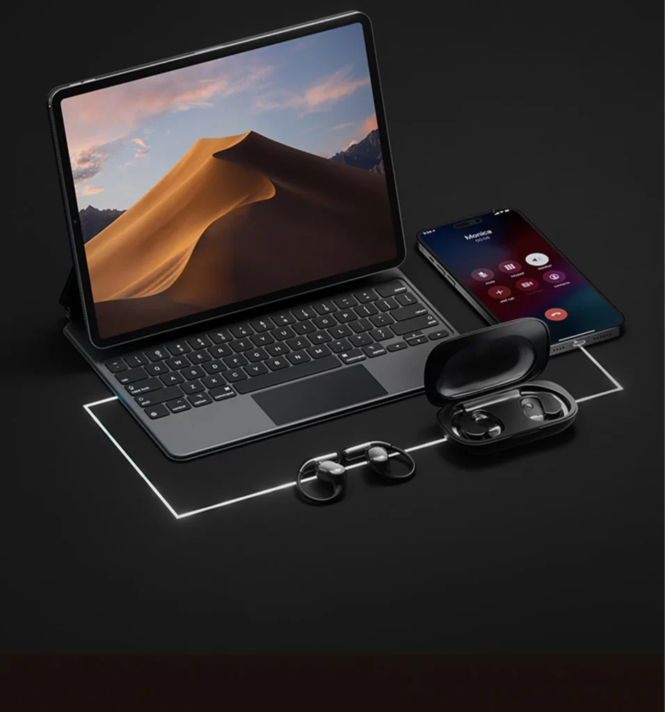 PISEN O1 open-ear headset - headset with laptop and phone