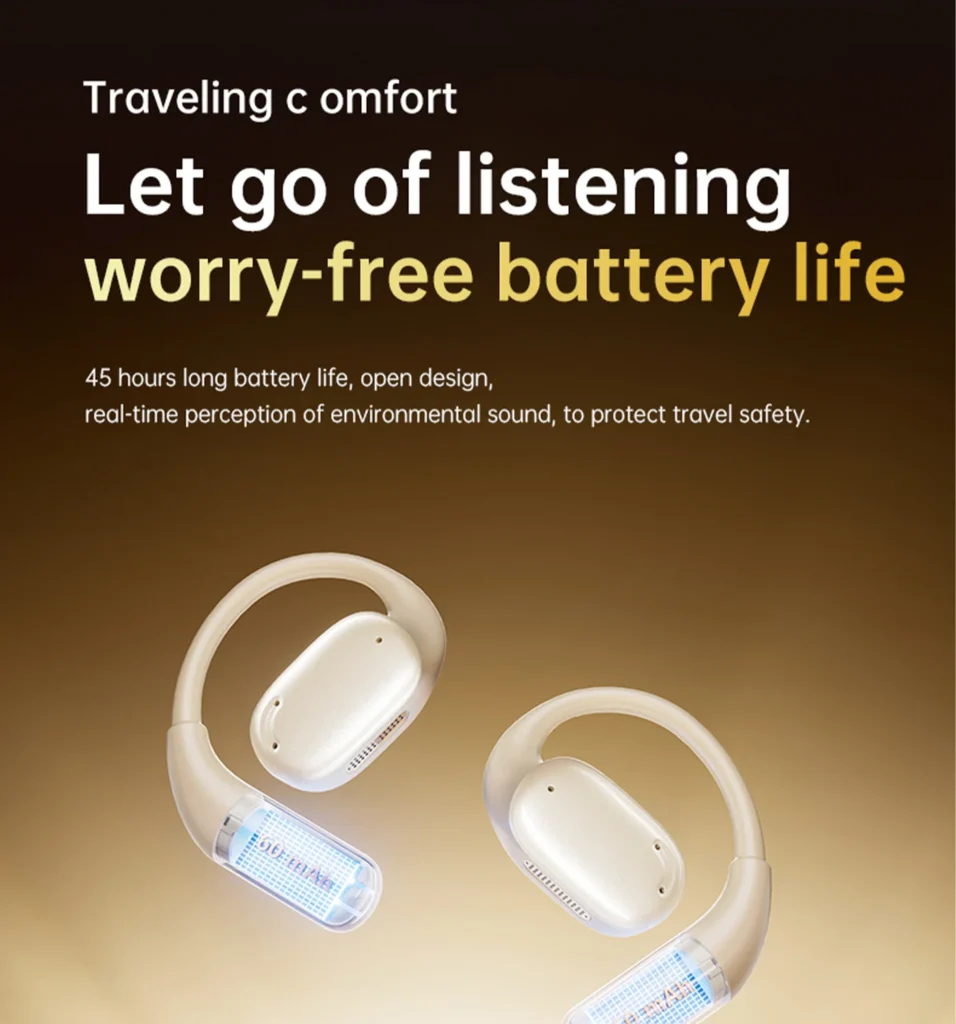 PISEN O1 open-ear headset - white headset battery section