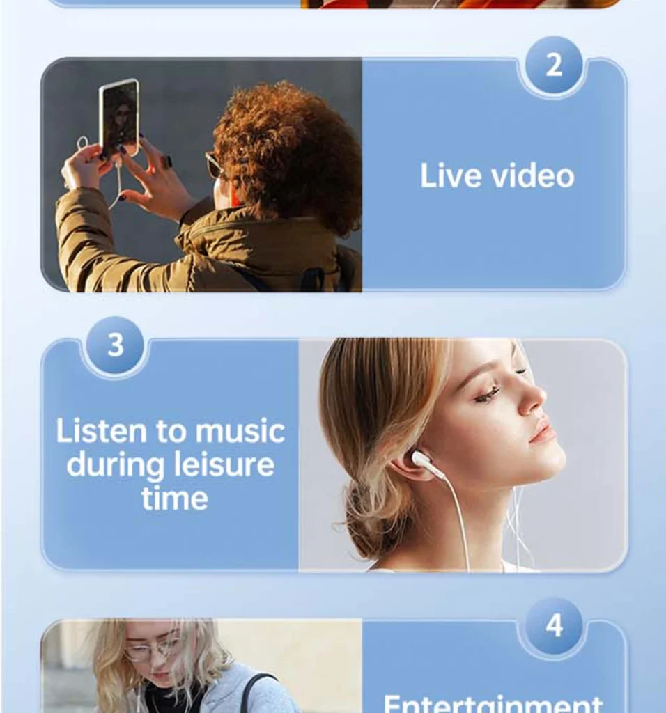 PISEN TP-CP03 USB-C wired earphones - streaming and music-use examples