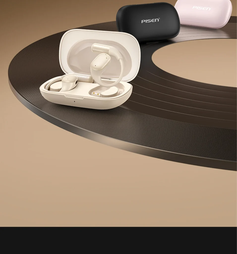 PISEN O1 open-ear headset - white headset inside charging case