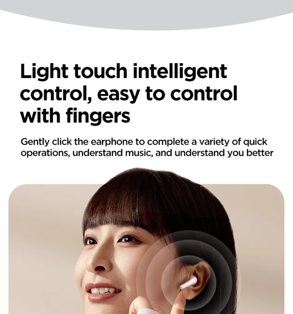 PISEN P1 Plus wireless earbuds - earbud touch control demonstration