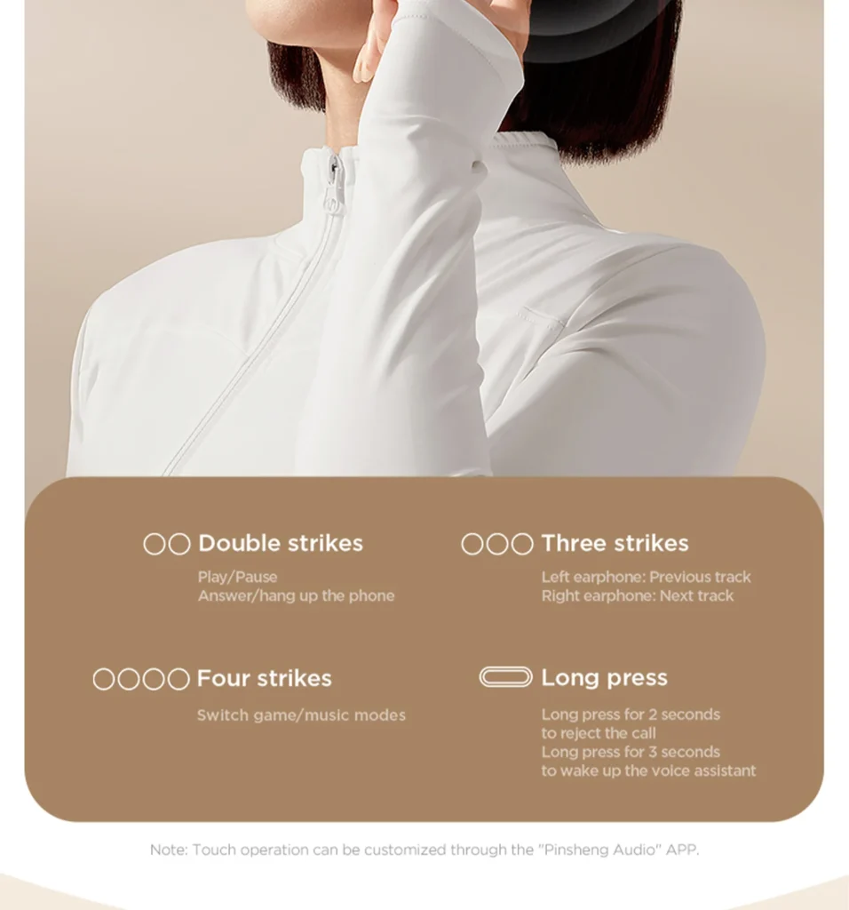 PISEN P1 Plus wireless earbuds - touch control gesture instructions