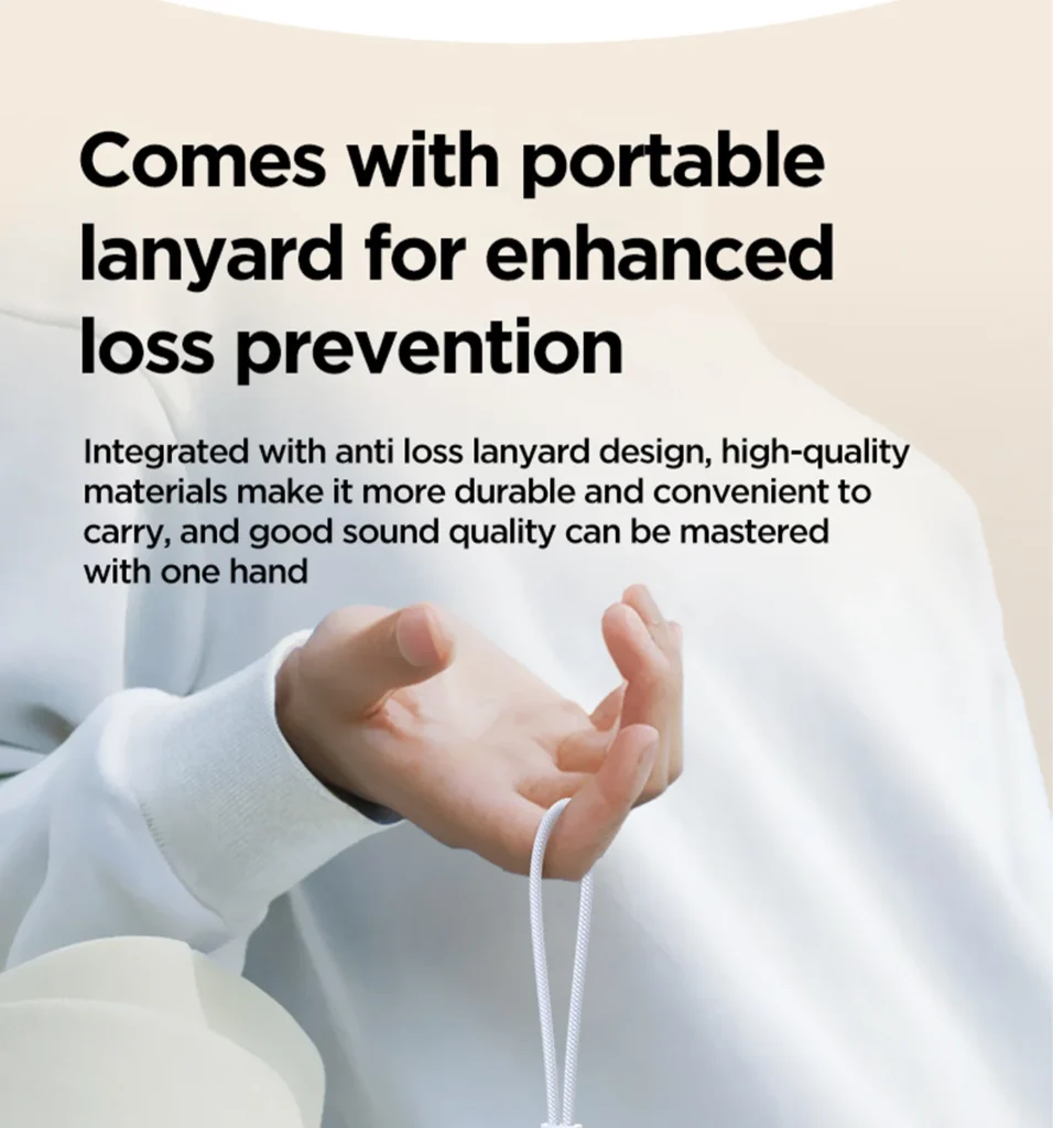 PISEN P1 Plus wireless earbuds - charging case lanyard held in a hand