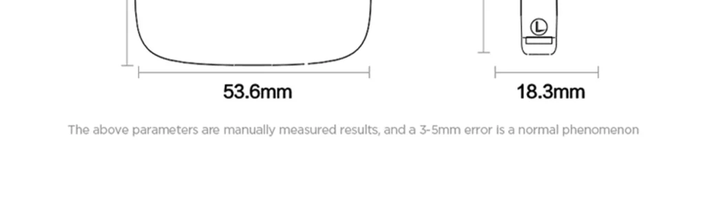 PISEN P1 Plus wireless earbuds - earbud dimension diagram
