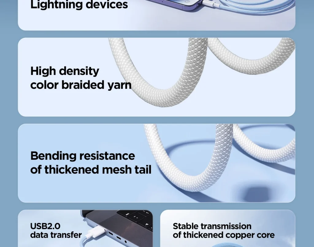 AL34 Pisen A To L 12W Colorful Braided Data Cable 04