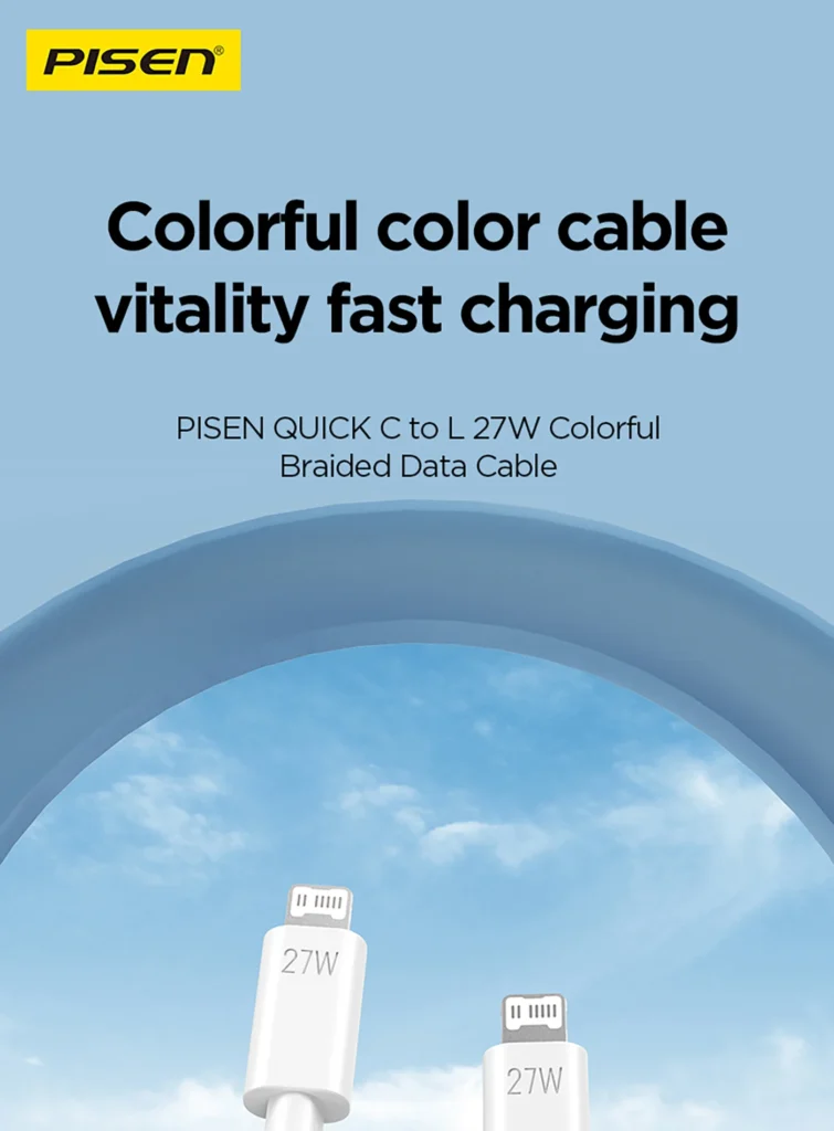 CL PD10 PISEN QUICK C To L 27W Colorful Braided Data Cable Overseas Version 01