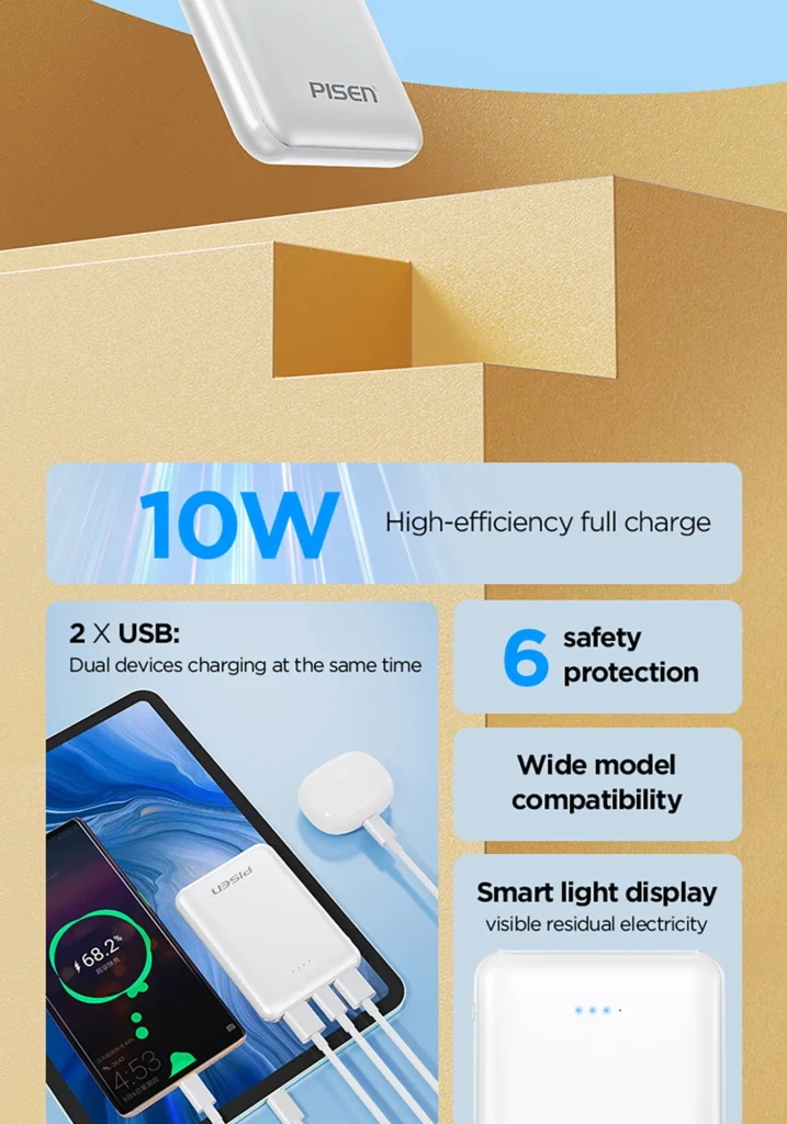 Pisen 10W Mini Power Bank 5000 English Version TP D34 02
