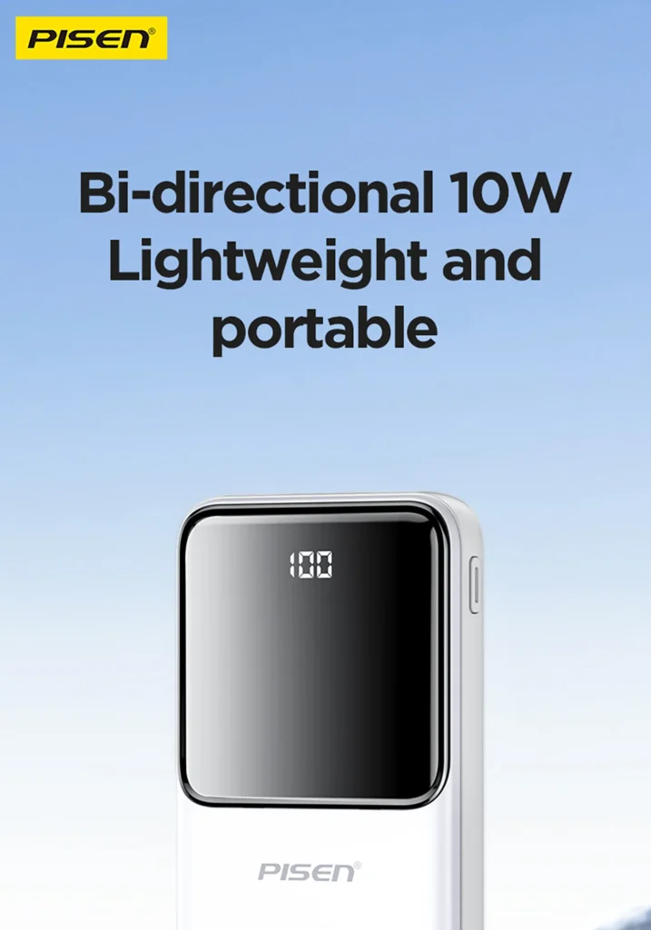 PISEN 10W Semi-Mirror Screen Display Power Bank 10000 (International Version) TP D053 01