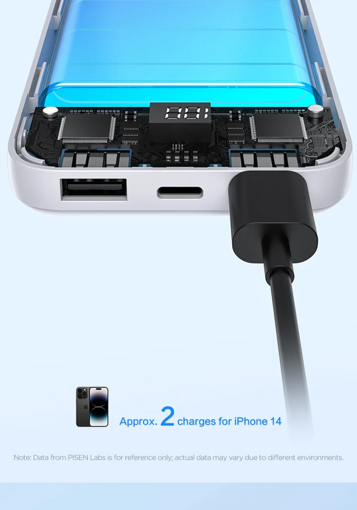 PISEN 10W Semi-Mirror Display Power Bank 10000 (International Version) TP D053 05