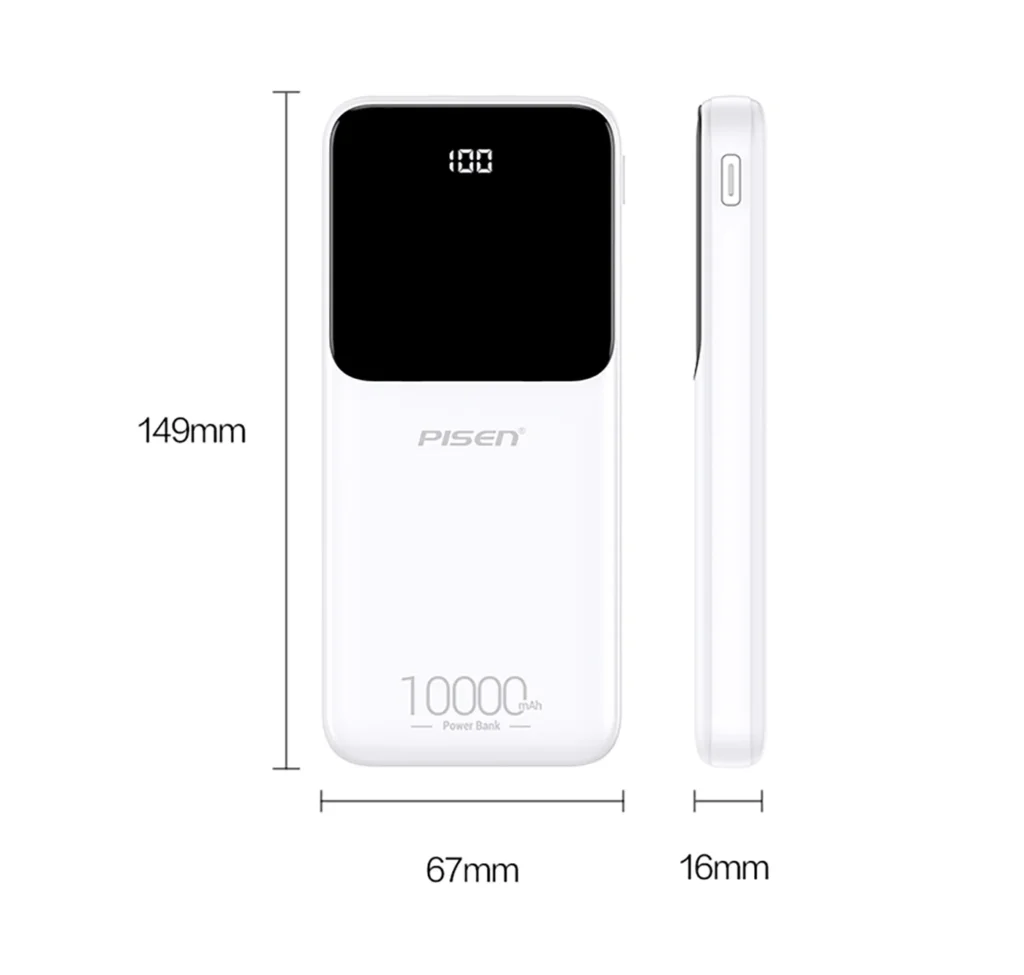 PISEN 10W Semi-Mirror Display Power Bank 10000 (International Version) TP D053 08
