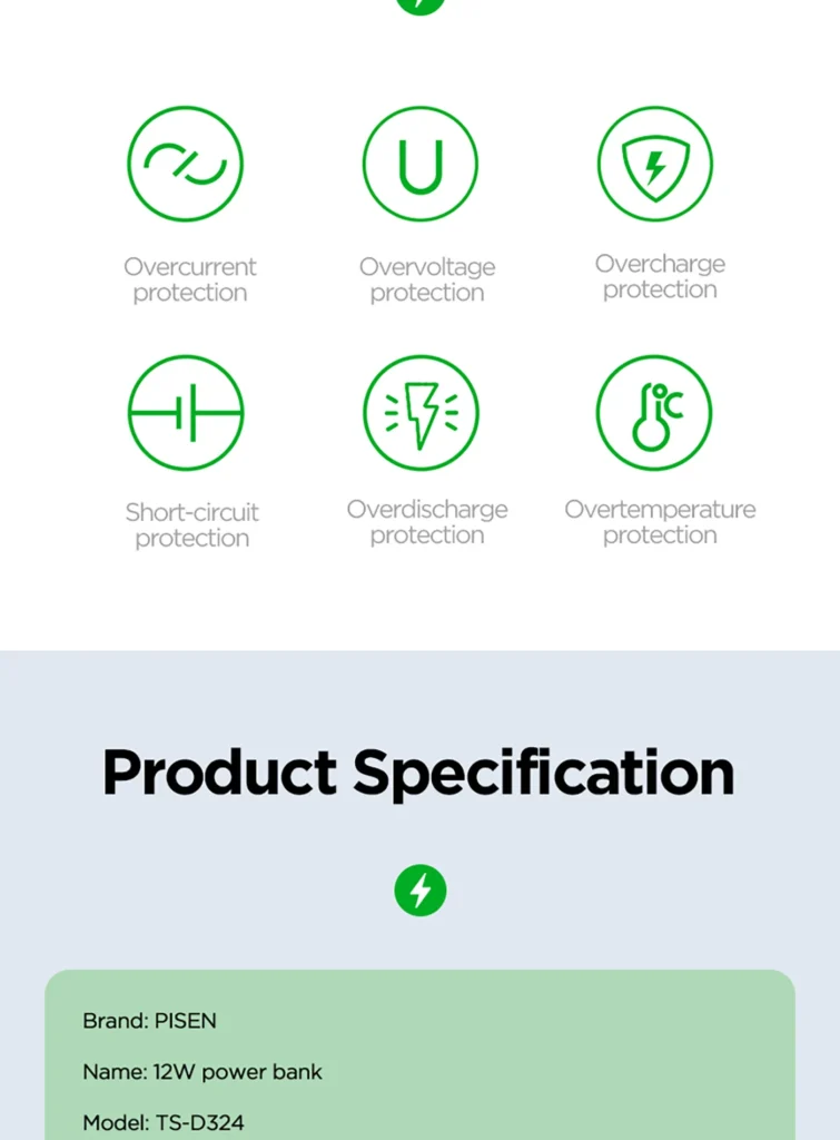 Pisen 12W Power Bank 10000 (TS D324) (International Version) 07