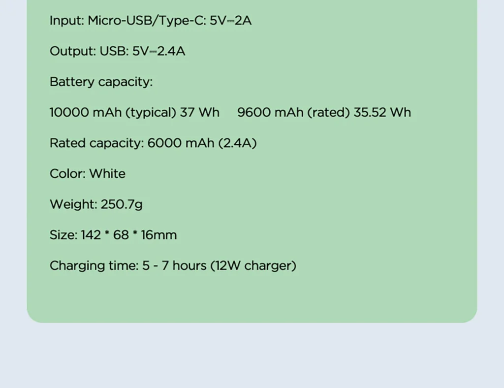 Pisen 12W Power Bank 10000 (TS D324) (International Version) 08
