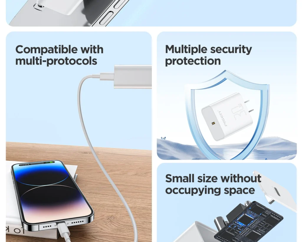 PISEN PD30W Single-Port Travel Fast Charger Set (C To C) (C T L) (US Version) 04