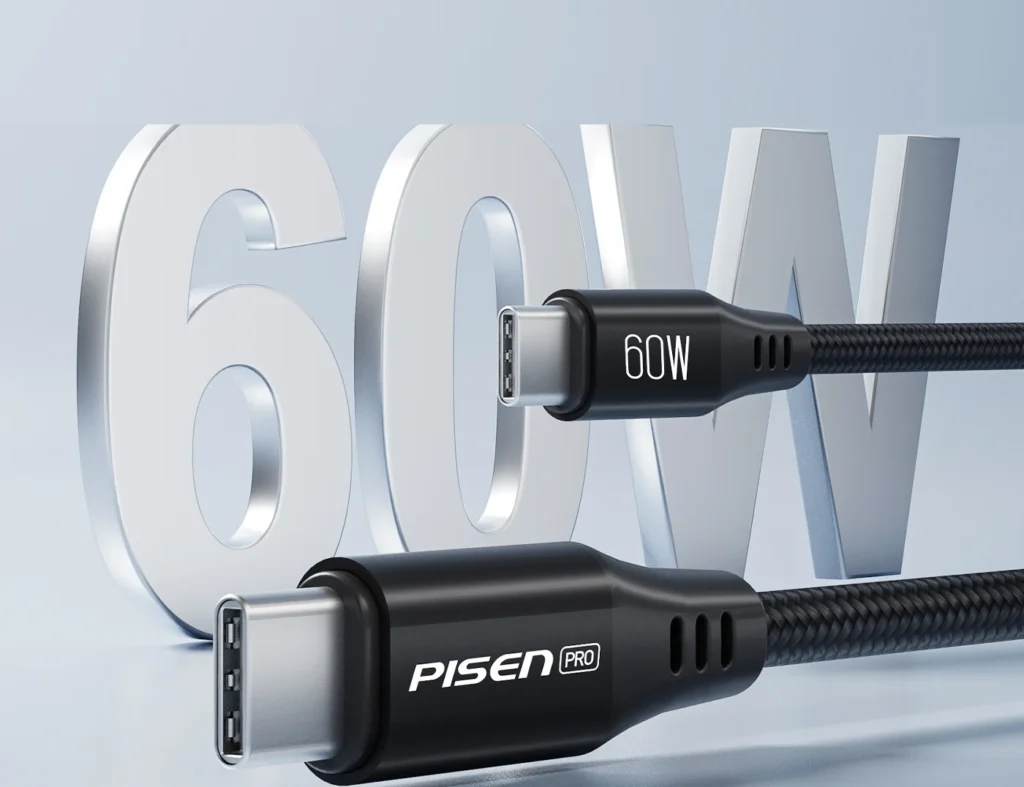 PISEN PRO C To C 60W Magnetic Braided Fast Charging Data Cable 1m CC FC22 1000 12