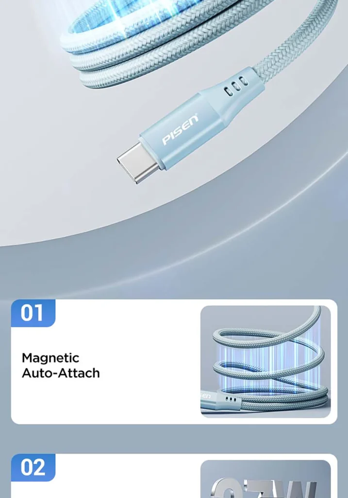 PISEN PRO C To L 27W Magnetic Braided Fast Charging Data Cable 1m CL FC12 1000 02