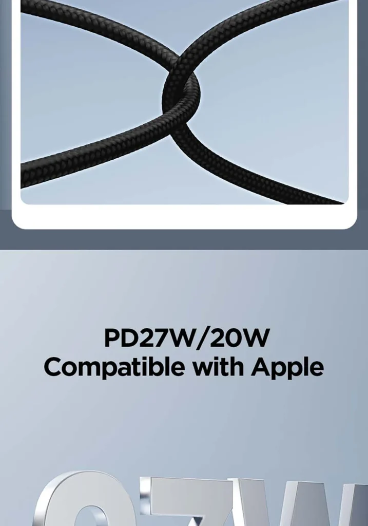 PISEN PRO C To L 27W Magnetic Braided Fast Charging Data Cable 1m CL FC12 1000 06