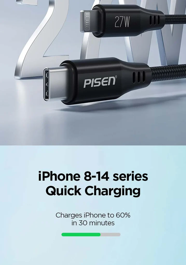 PISEN PRO C To L 27W Magnetic Braided Fast Charging Data Cable 1m CL FC12 1000 07