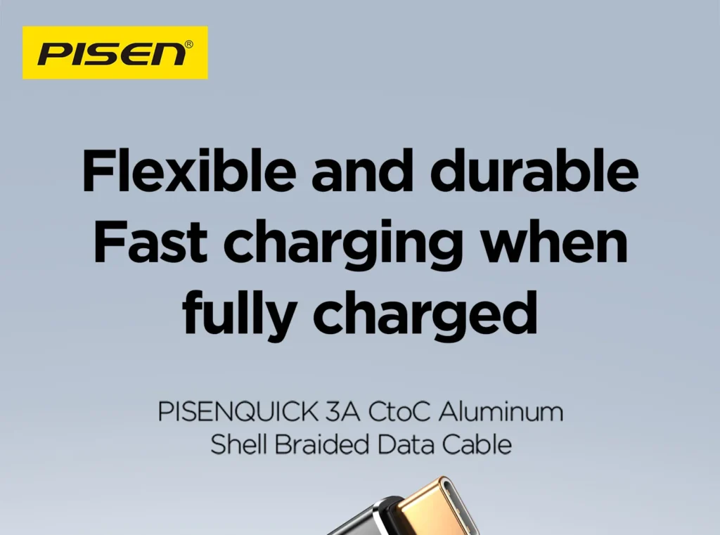 PISEN QUICK 3A C To C Aluminum Shell Braided Data Cable 1m CC PD12 English 01