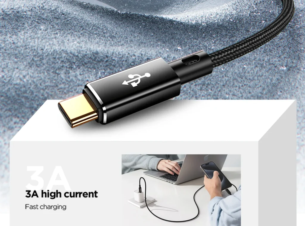 PISEN QUICK 3A C To C Aluminum Shell Braided Data Cable 1m CC PD12 English 03