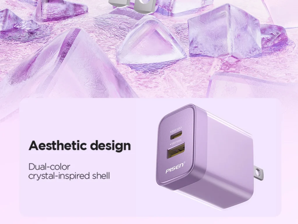 TP C20 PISEN PD30W Crystal Dual-Color Fast Charger 1C1A (US Version) 03