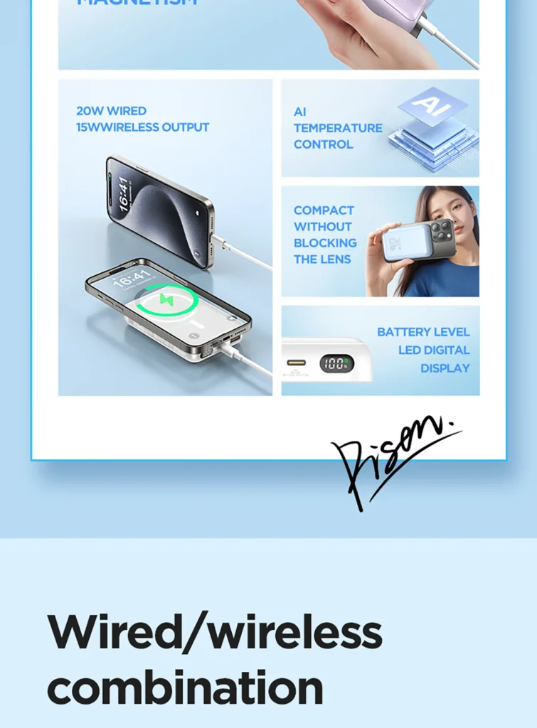 TP D111 PISEN QUICK 20W Magnetic Wireless Fast Charging Power Bank 10000   Overseas 03