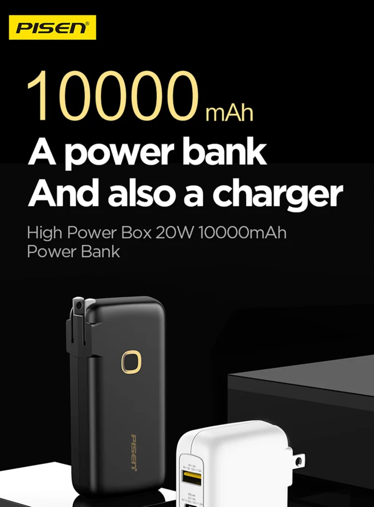 TS D308 PISEN QUICK 2-in-1 Fast Charging Power Bank PD20W 10000 International Version 01