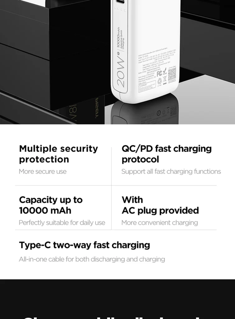 TS D308 PISEN QUICK 2-in-1 Fast Charging Power Bank PD20W 10000 International Version 02