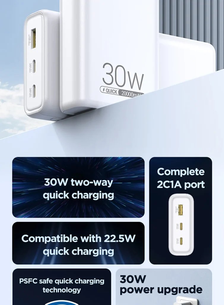 TS D337 PISEN QUICK 30W Fast Charging Power Bank 20000 Overseas 02