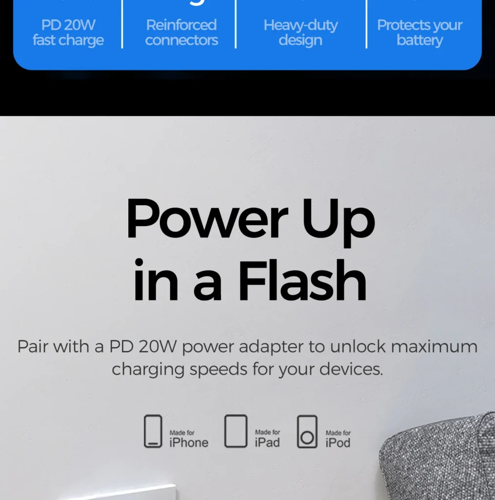 CL PD01 20210309 PISEN QUICK Type C To Lightning 3A Data Cable 1 03