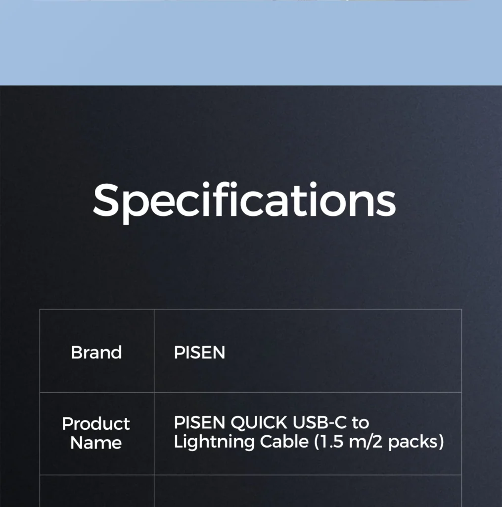 CL PD01 20210309 PISEN QUICK Type C To Lightning 3A Data Cable 1 17
