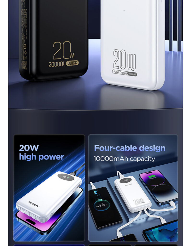 Four Built-in Cable 20W Power Bank (Oval Lens Version) TS D342 TS D344 Overseas 02