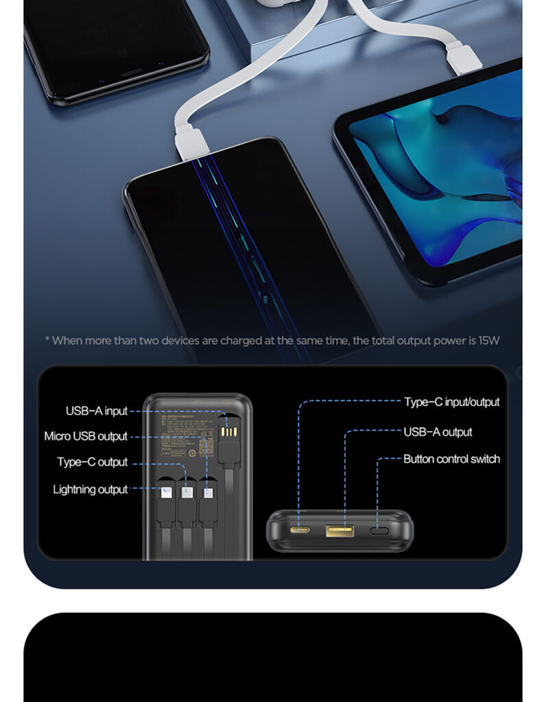 Four Built-in Cable 20W Power Bank (Oval Lens Version) TS D342 TS D344 Overseas 06