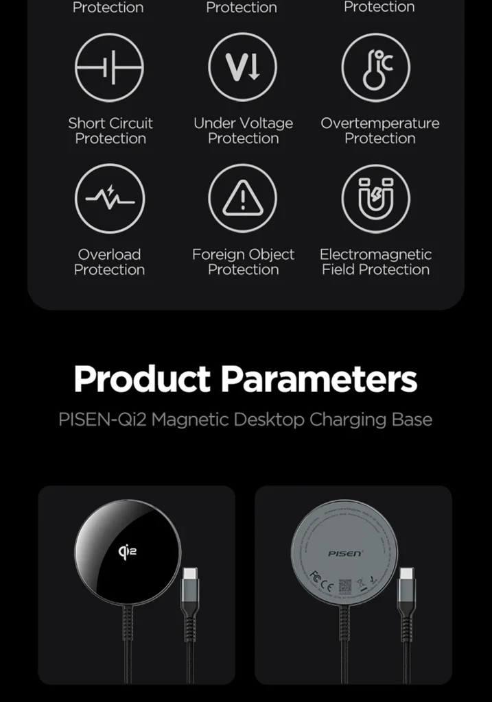 PISEN Qi2 Magnetic Desktop Charging Pad Base TP C56 Overseas 07