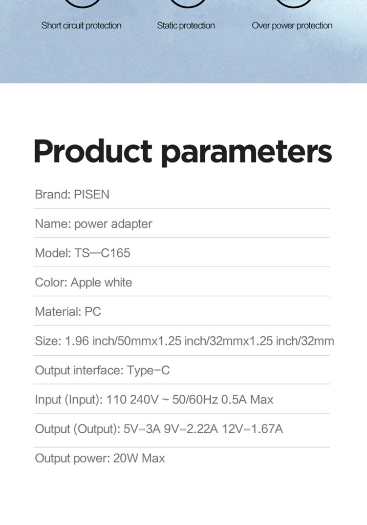 PISEN QUICK PD20W Fast Charging TS C165 English Version 10