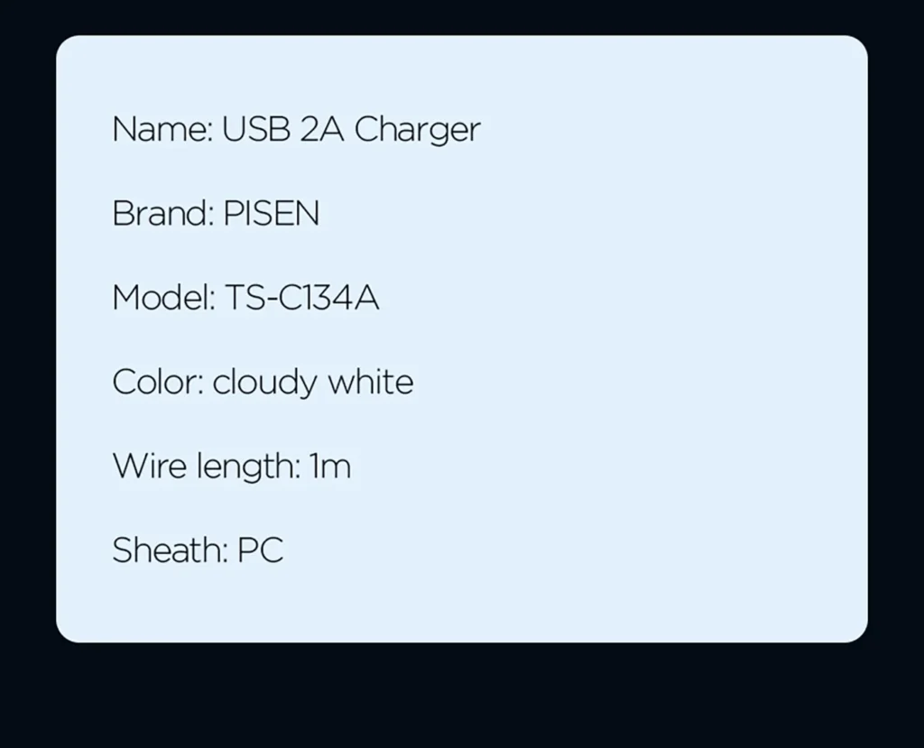 Pisen USB Mobile Phone Charger Set 2 06