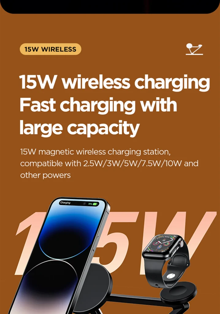 TP C24 Black (International Version) Pisen 3-in-1 Wireless Charging Stand (Night Light Model) 07