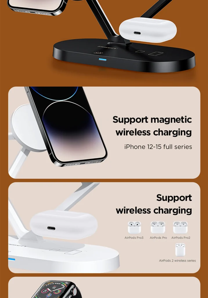 TP C24 Black (International Version) Pisen 3-in-1 Wireless Charging Stand (Night Light Model) 08